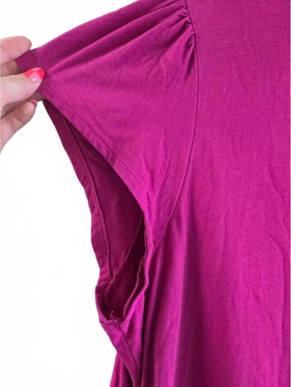 Magenta Short Sleeve Tiered Dress with Side pockets - Picture 3 of 9